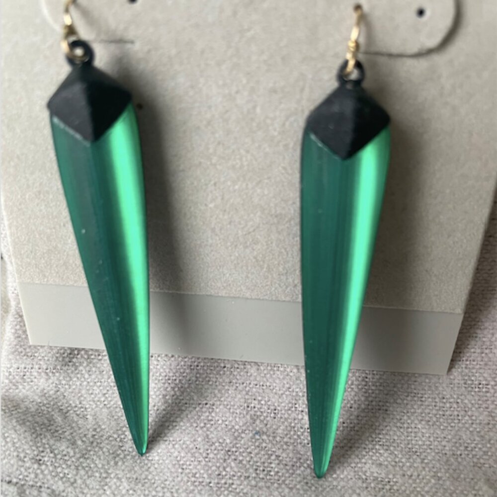 Alexis Bittar | Lucite Pyramid Capped Spear Drop Earrings (Emerald)